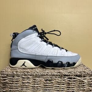 Nike Air Jordan 9 Retro Barons 45 White Black Grey 302359-116 Size 7Y